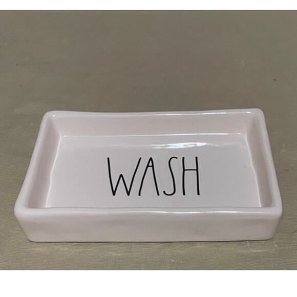 Rae Dunn 2‎ Pieces Ceramic Bathroom Set Dish Wash Plate And Things Jar With Lid - Picture 4 of 6